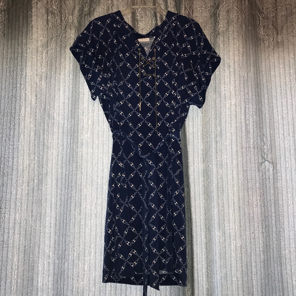 Blue chain detailed dress