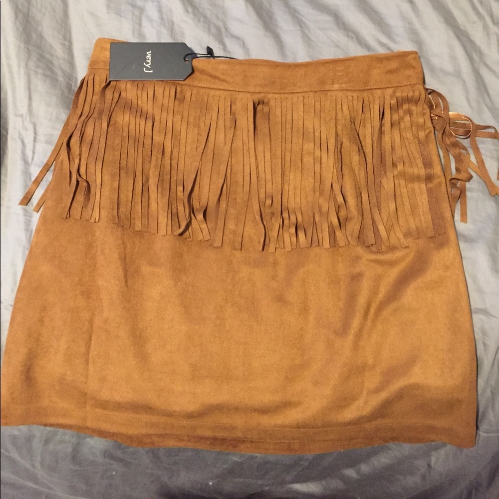 Brown suede mini skirt