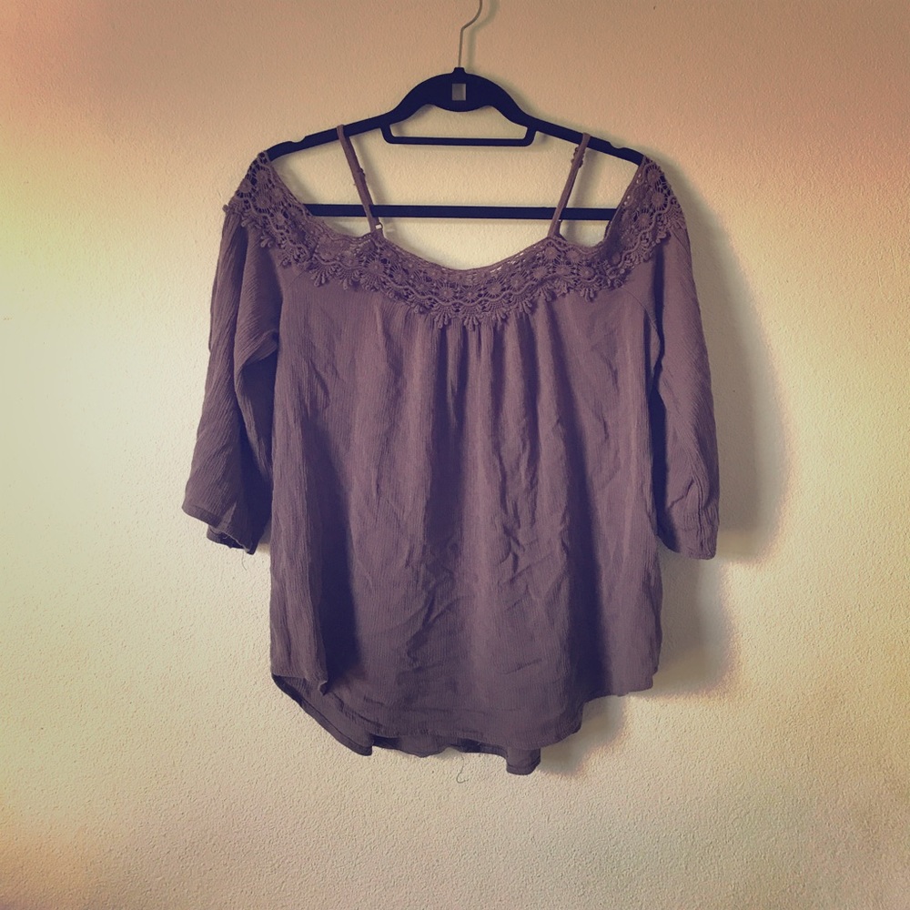 BOHO lace trim off the shoulder top