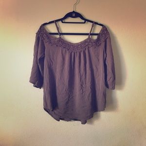 BOHO lace trim off the shoulder top
