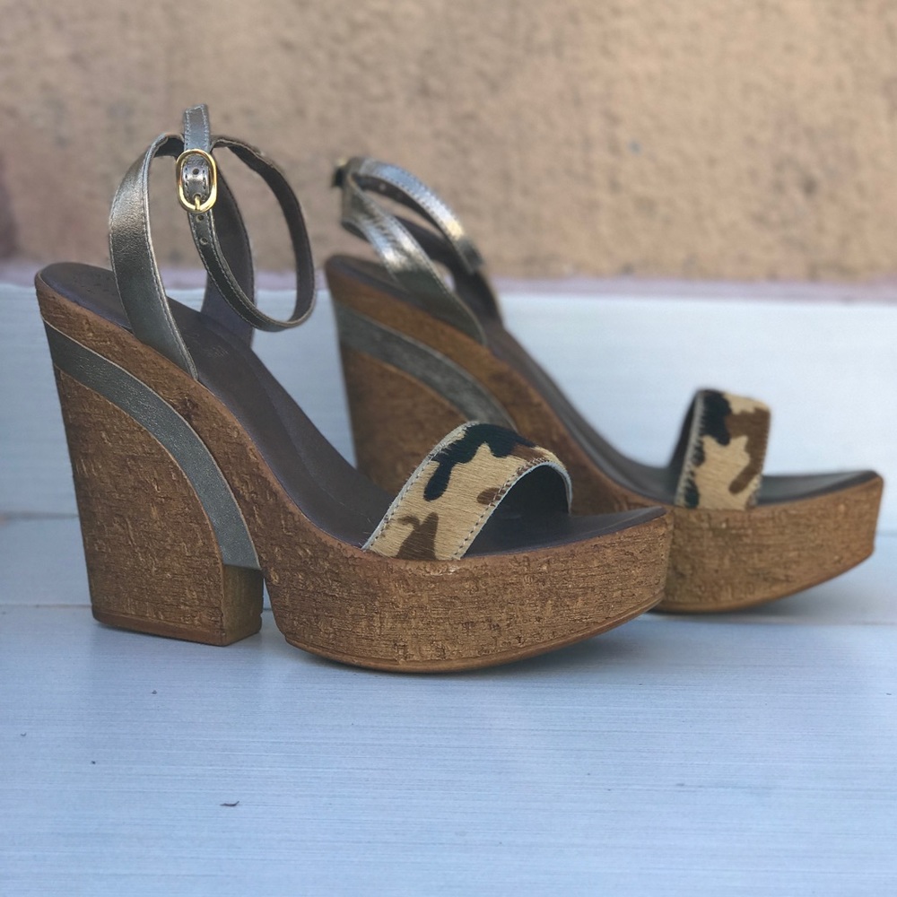 Boho Chic Cheetah Calf Hair Platform Wedge - Picture 4 of 8