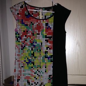 Box dress with geometric pattern