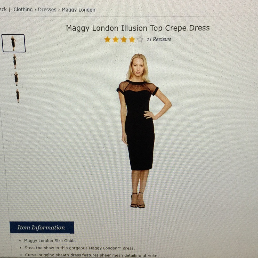 Maggy London Illusion Top Crepe Dress, size 6
