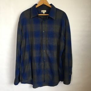 Haggar Blue and Gray Plaid Flannel Shirt