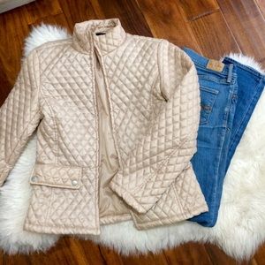 Tan diamond quilted puffy jacket