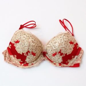 Victoria's Secret Seduction Red & Gold Lace Bra✨