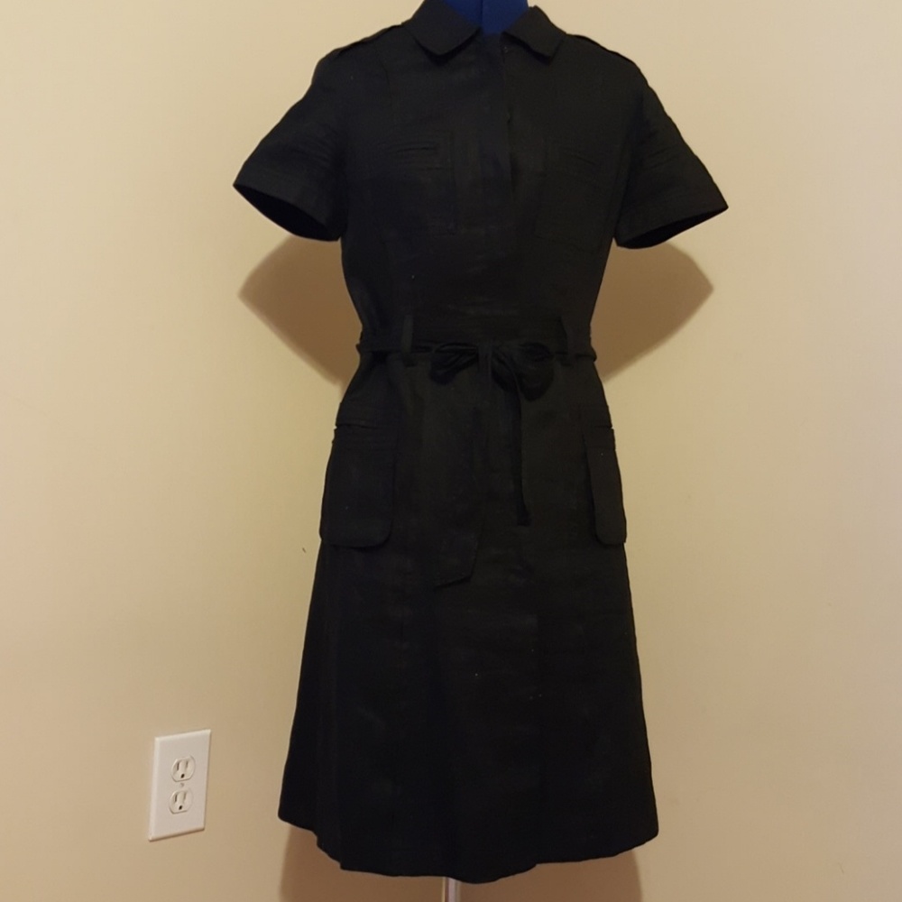 Black linen dress