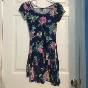 Navy Floral Skater Dress