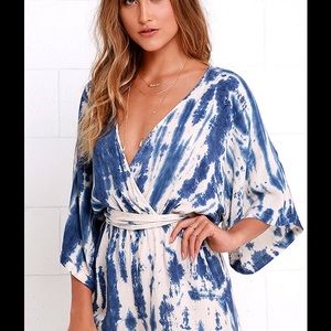 Lulus Blue and White Tie Dye Romper