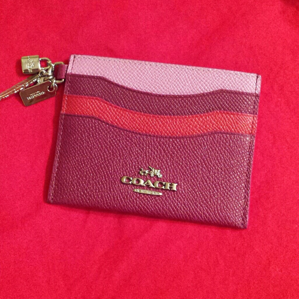 COACH Colorblock Card Case With Charms NWOT