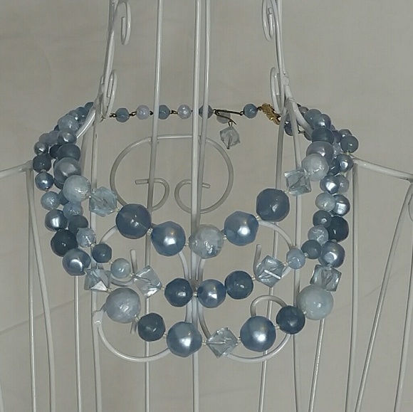 Vintage Jewelry - Vintage W Germany triple strand necklace in blues