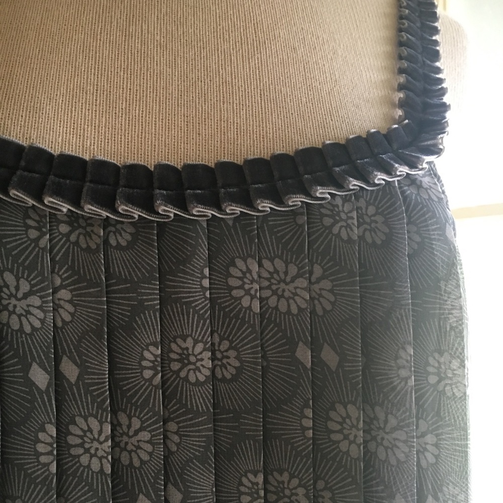 Pleated Chiffon Tank with Velvet Strap
