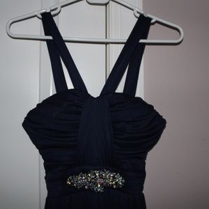 Long gala dress with jewels (navy)