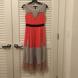 Orange and cream pleated BCBG dress