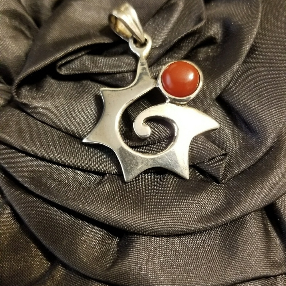 CARNELIAN and Sterling Silver Pendant