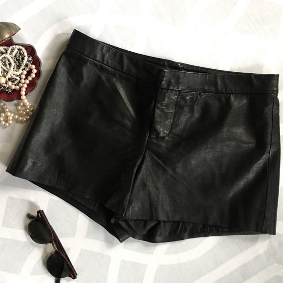 Saks Fifth Avenue Pants - 5|48 Black Genuine Leather Shorts