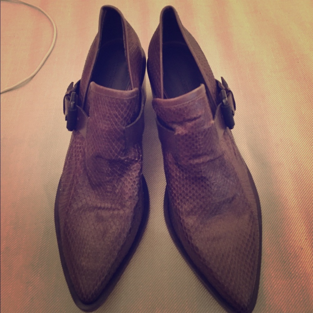 All Saints snake skin booties