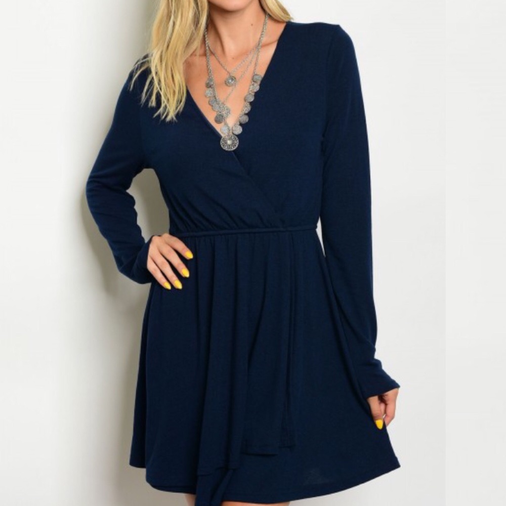 SMALL Navy blue preppy gal fit n flare dress - Picture 2 of 3