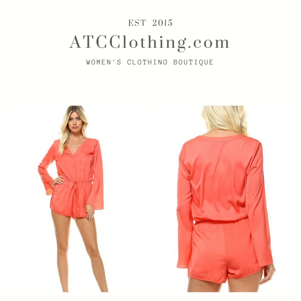 Long Sleeve Waist Tie Romper