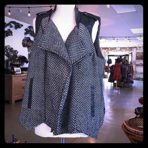 Daniel Rainn -herringbone faux leather moto vest