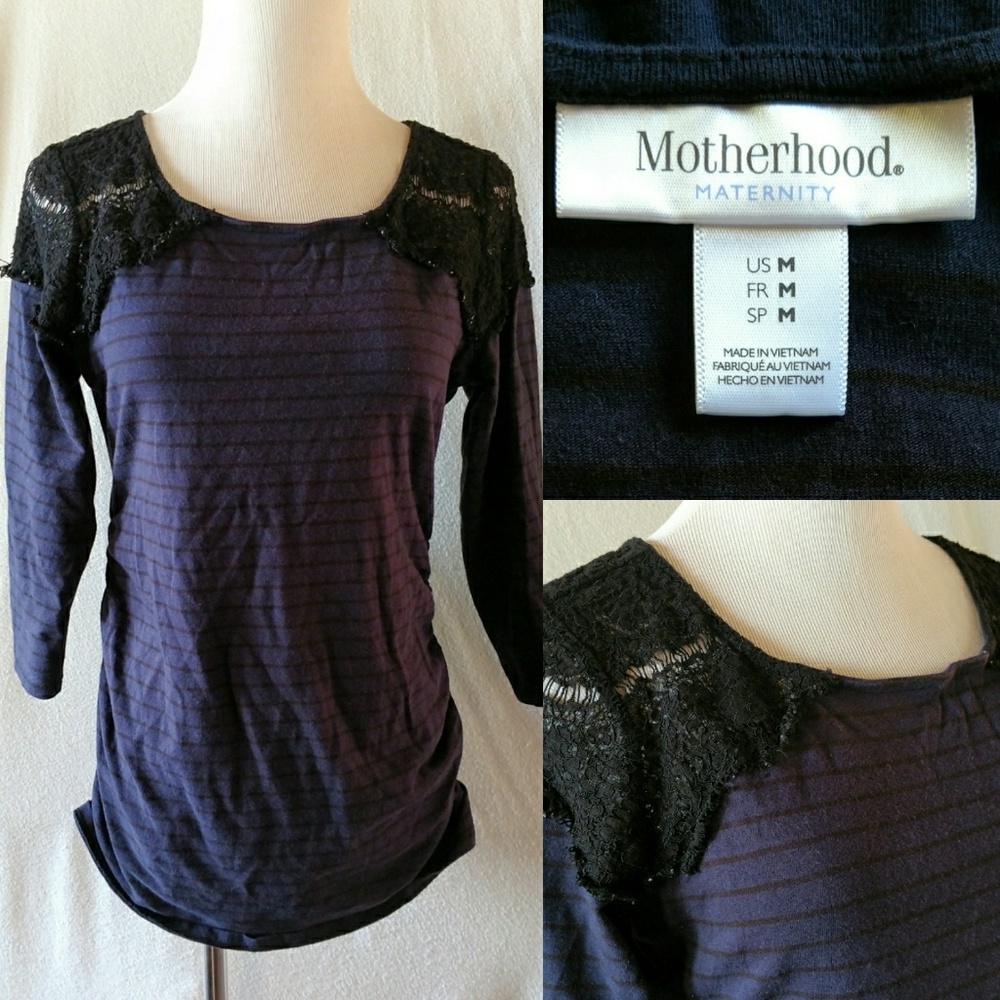 Motherhood Maternity Lace Shoulder Top. Medium