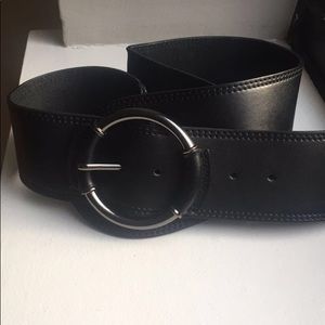 Bcbg MaxAzria Black Leather/Elastic Belt