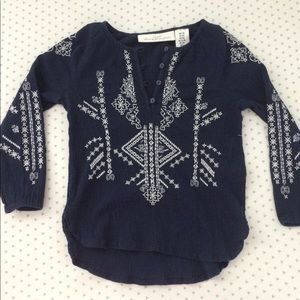 H&M Navy Blue Henley with embroidery