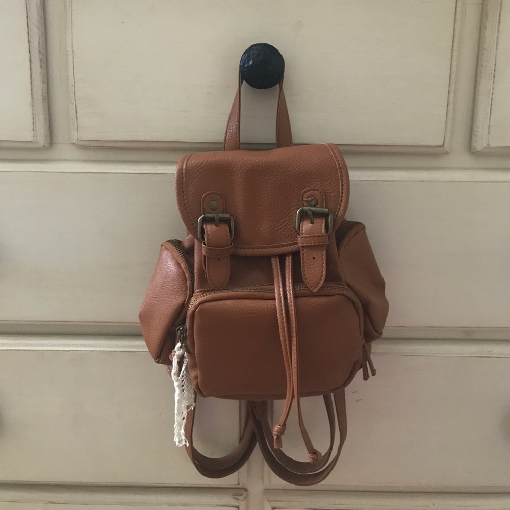 Leather mini backpack