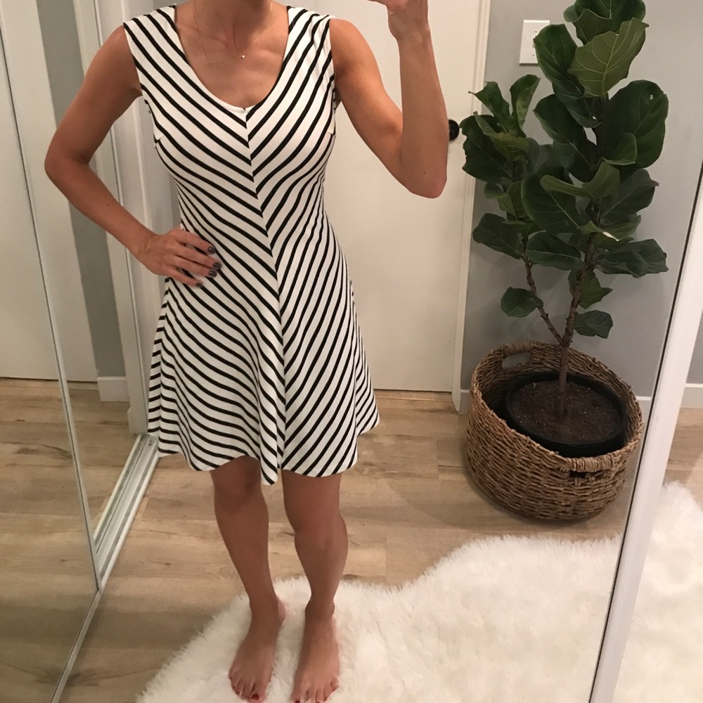 Soprano Striped Fit + Flare Dress.