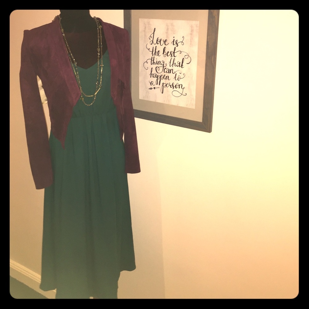 Teal green dress with side slit