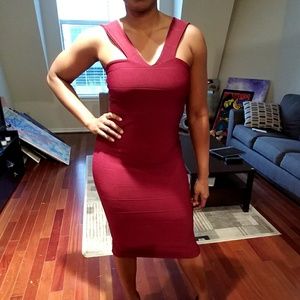 Boohoo Burgundy Bandage Dress