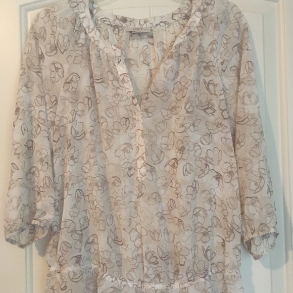 LOFT Brown and white floral blouse - Picture 1 of 6