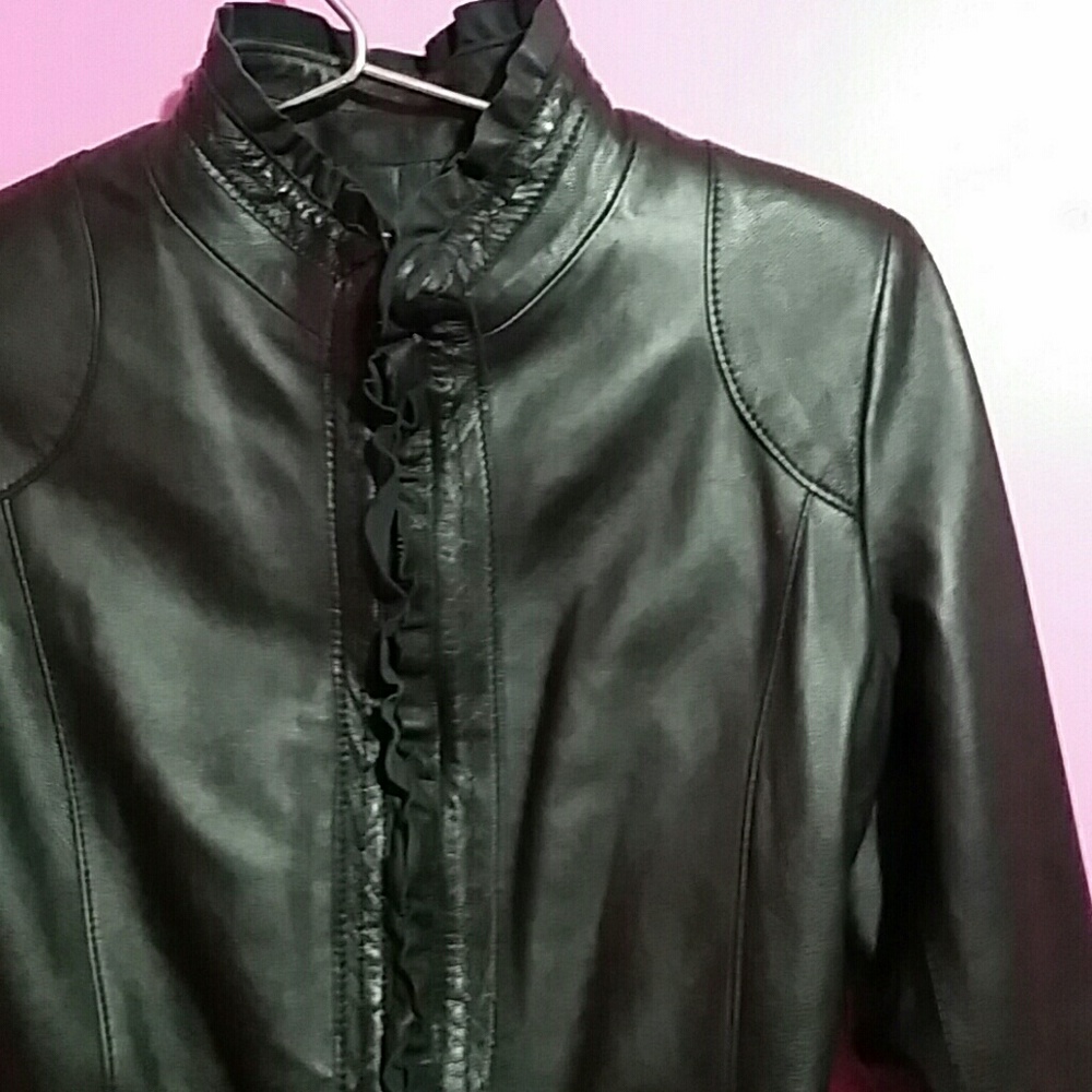 A. Raspini black leather jacket - Picture 2 of 8