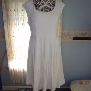 White Textured Skater Dress