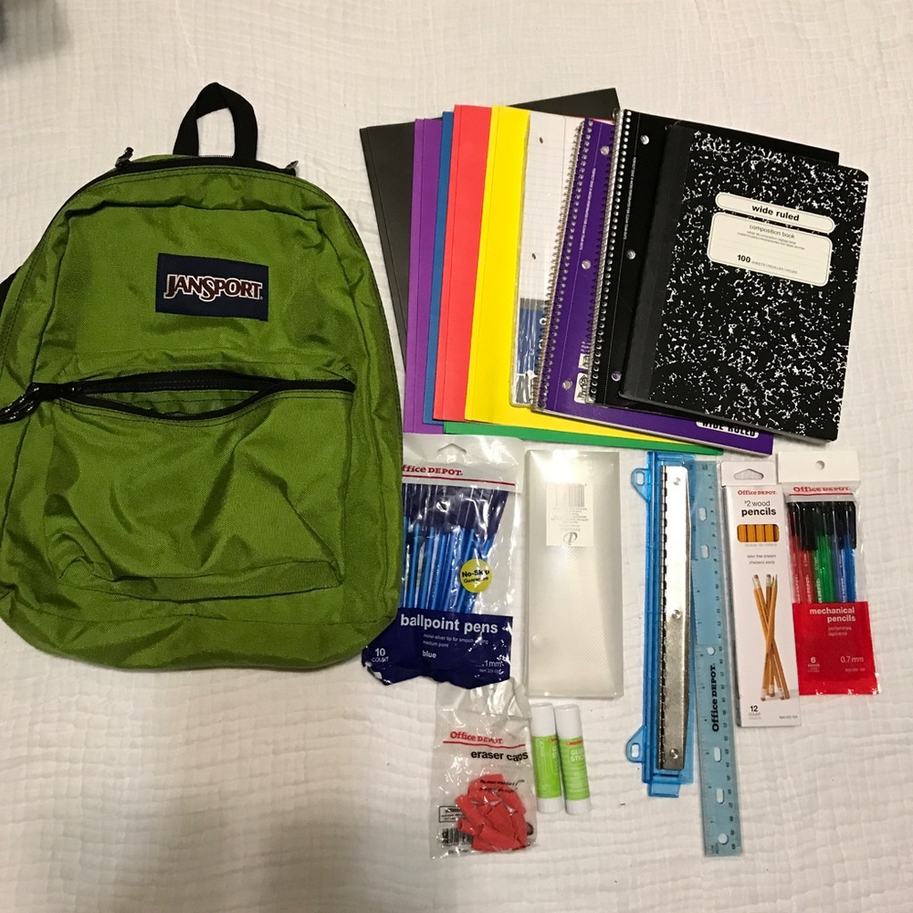 JANSPORT GREEN BACKPACK BACK TO SCHOOL SUPPY - Picture 1 of 8