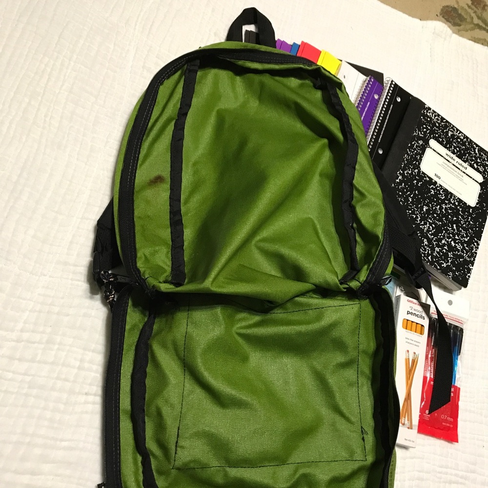 JANSPORT GREEN BACKPACK BACK TO SCHOOL SUPPY - Picture 2 of 8