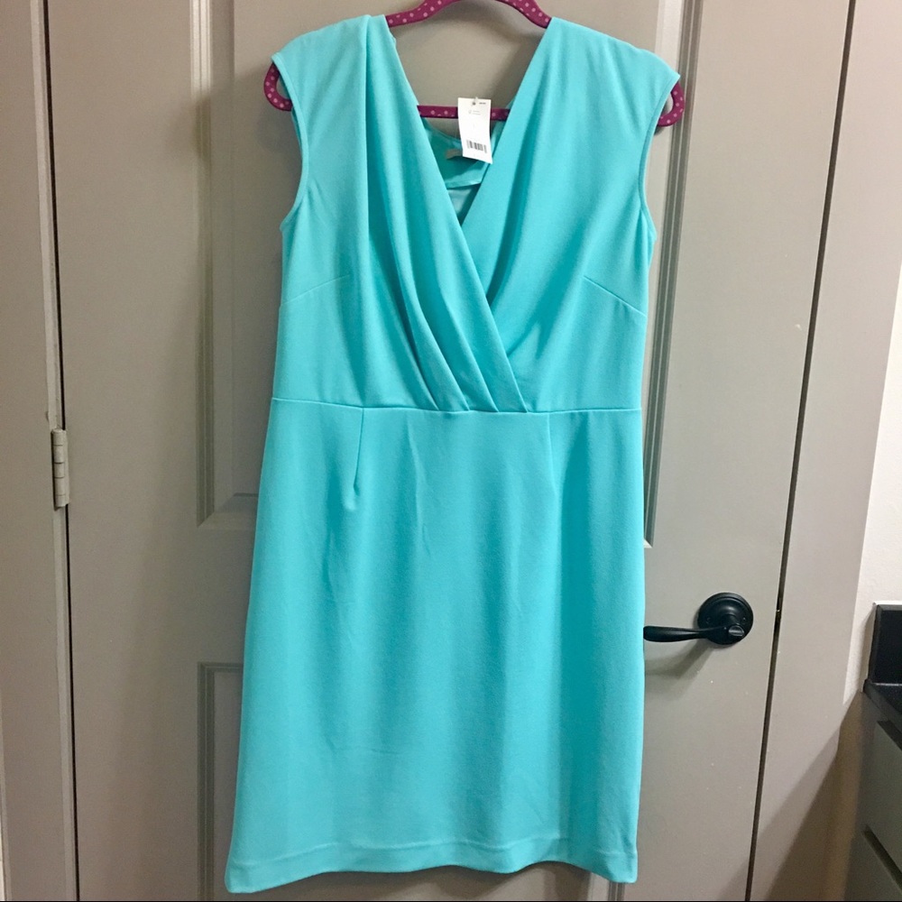 Banana Republic Pleated Cross Over Dress Blue