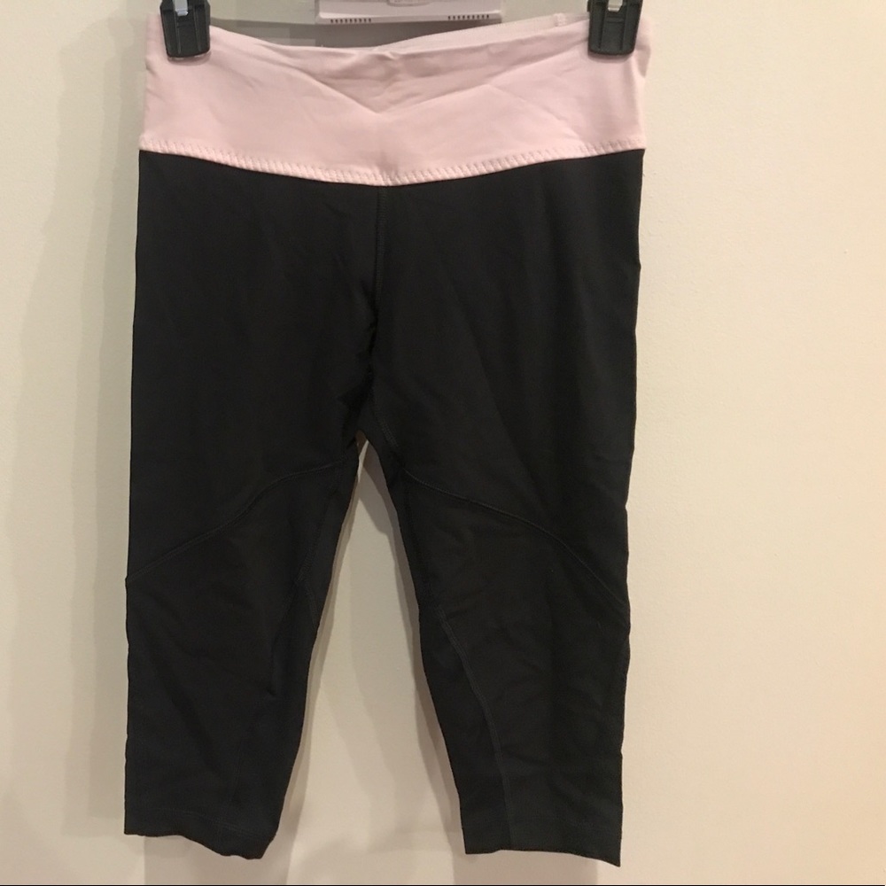 Lululemon Yoga Crop Pink Black Leggings