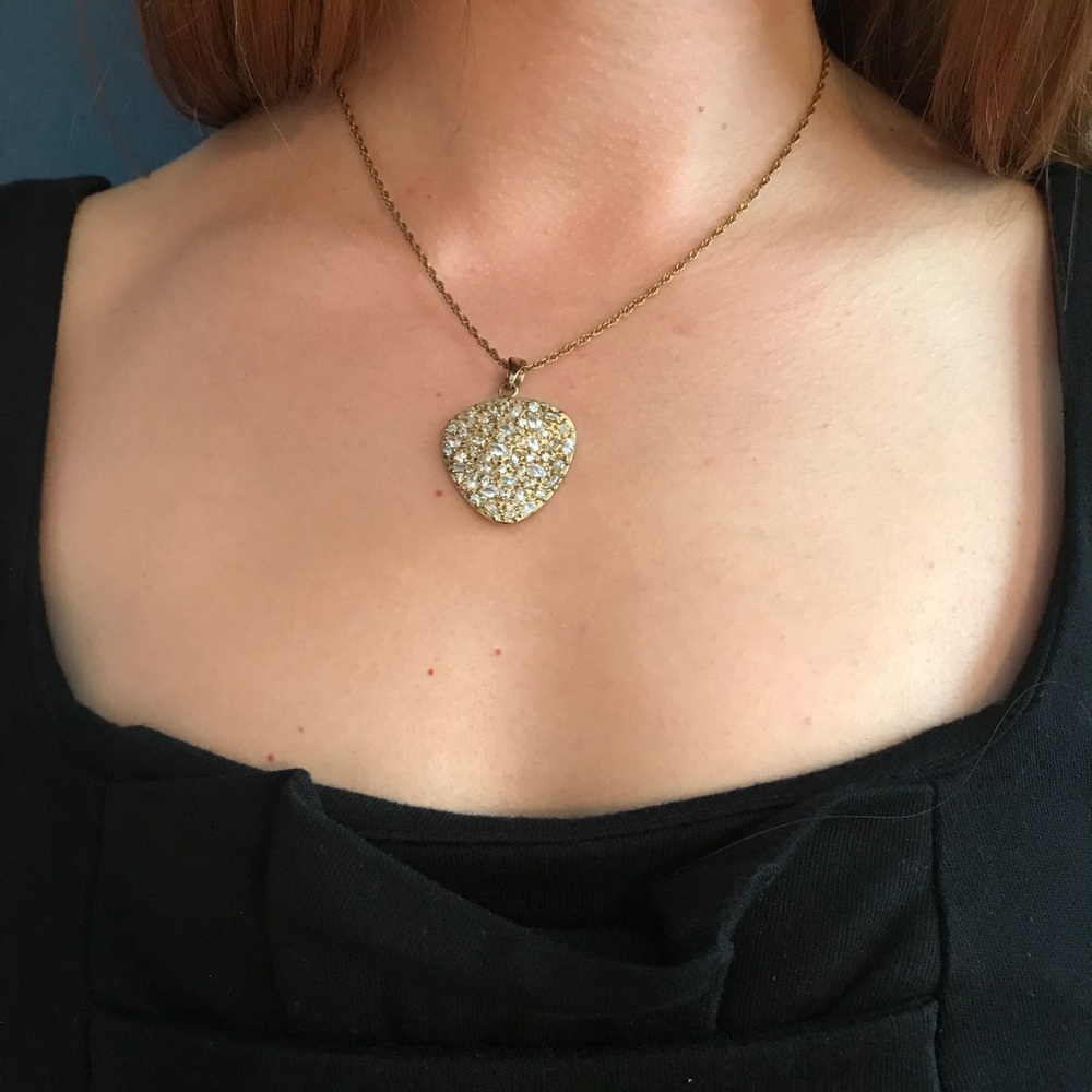 Gold sparkle guitar pick necklace