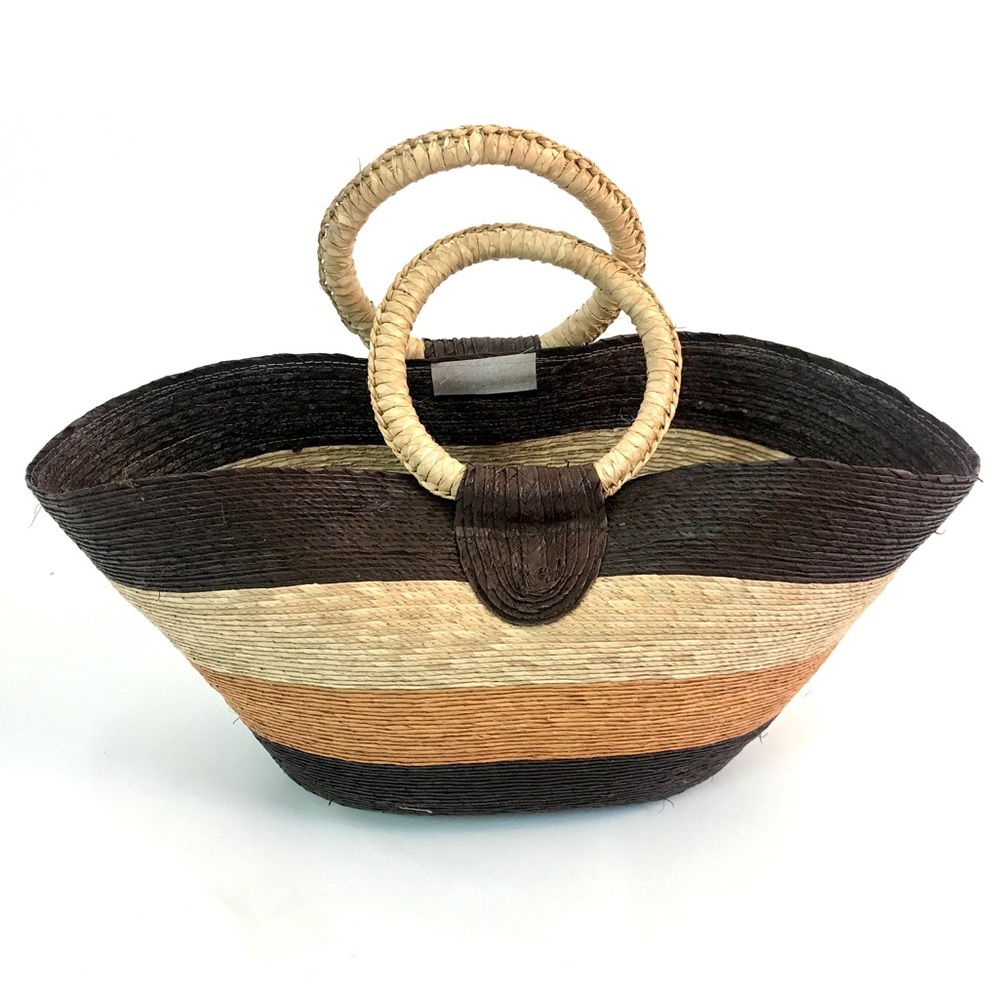 New Handmade Brown/Tan Woven Straw Purse