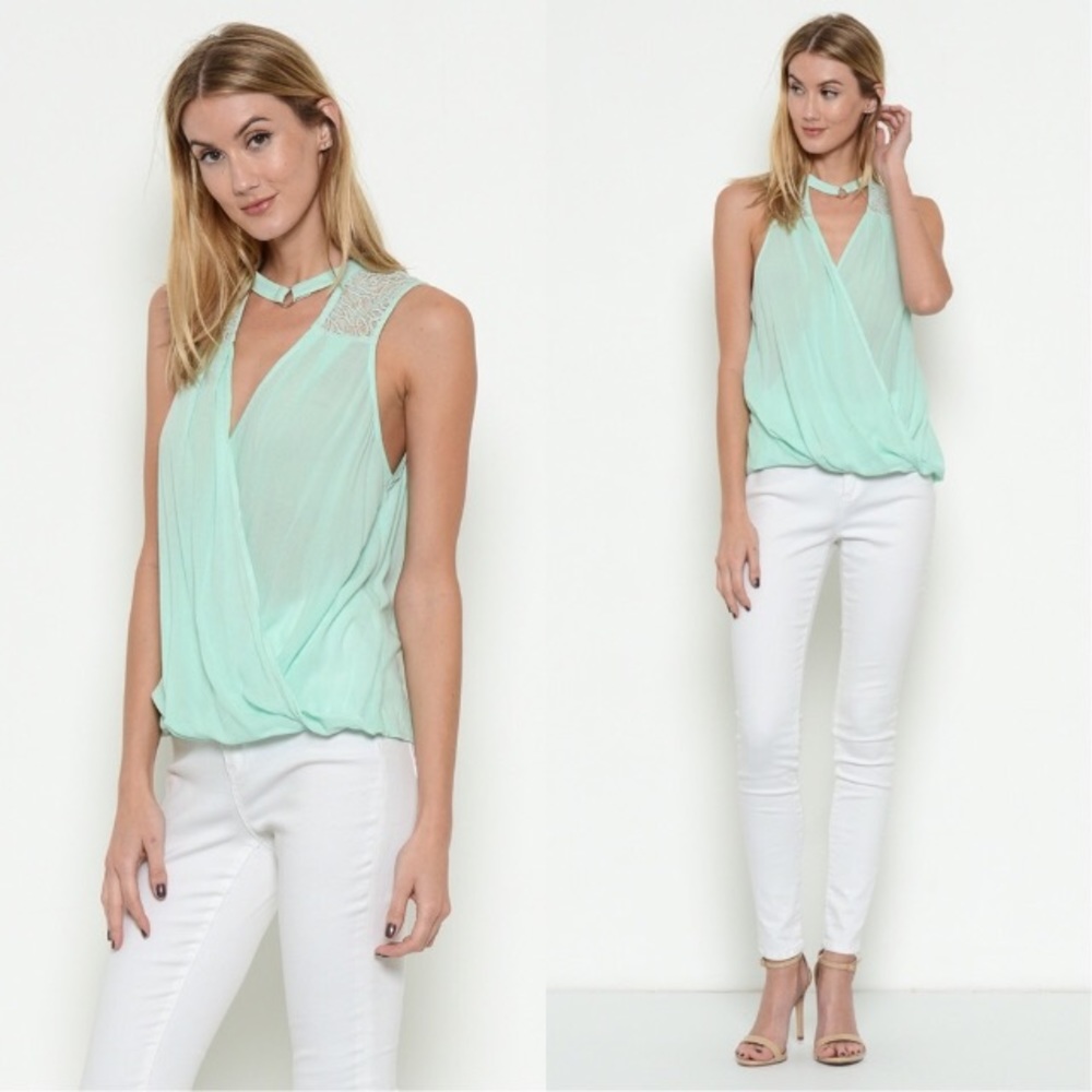 Mint Lace Choker Top