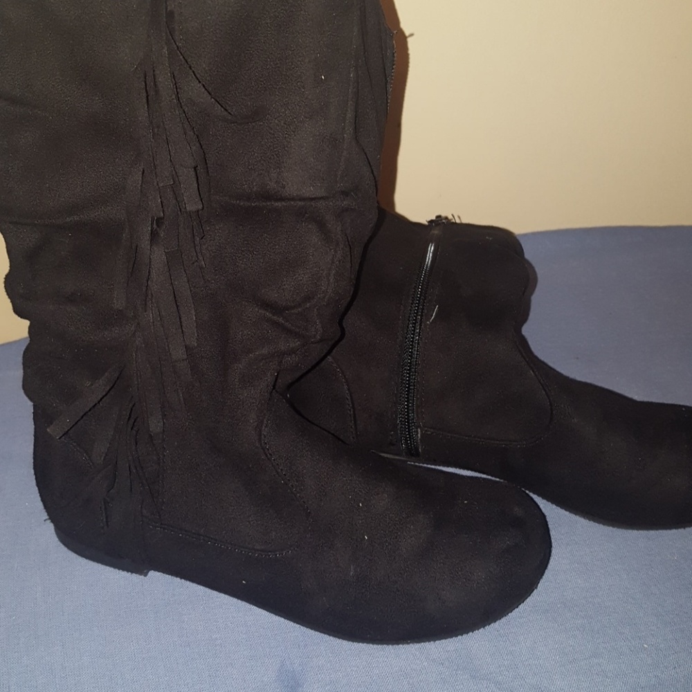 Girls black suede tall boots