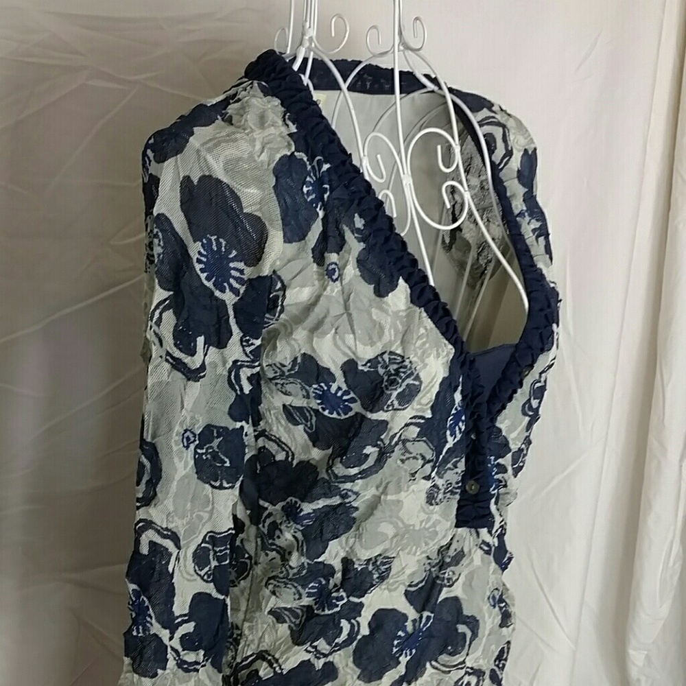 HP! Blue, grey, & white gauzy dress by Sandwich