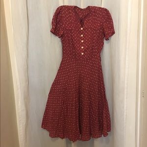 1940's WW2 Maroon Victory Dress
