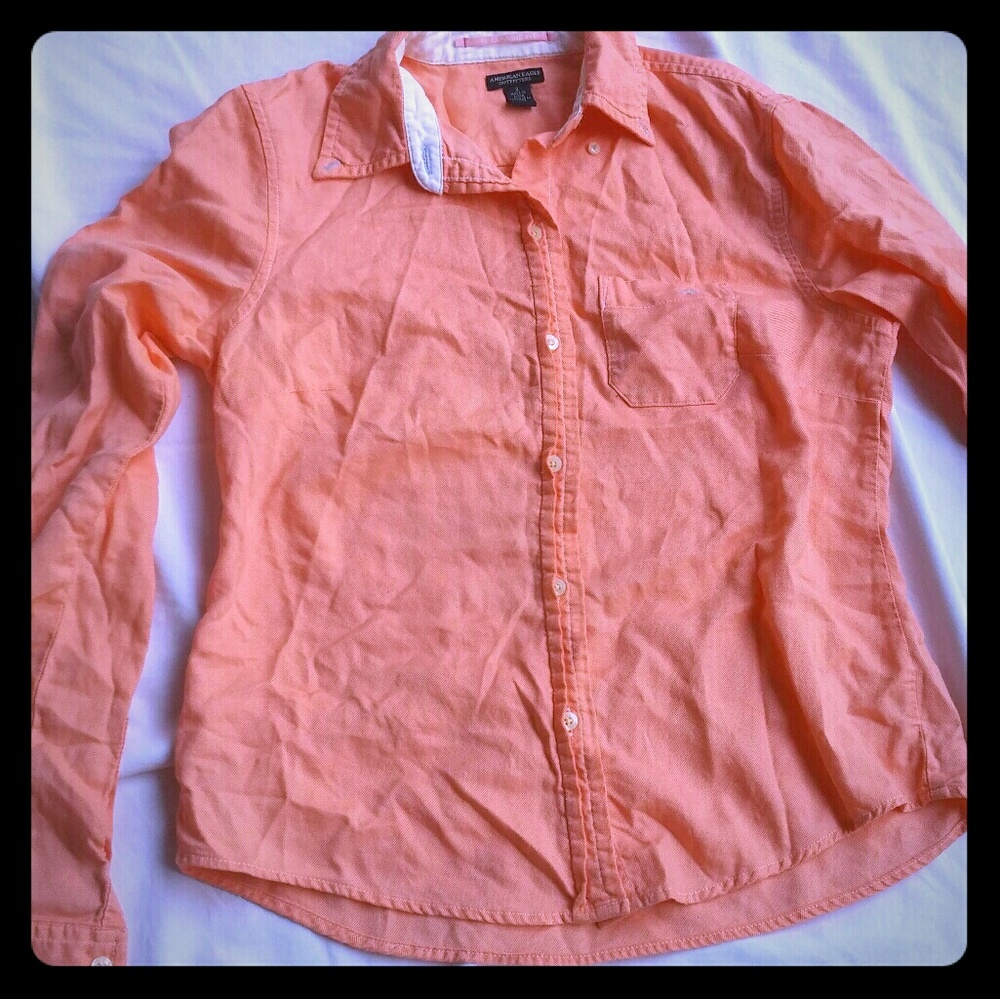 American Eagle Peach Button Down Blouse