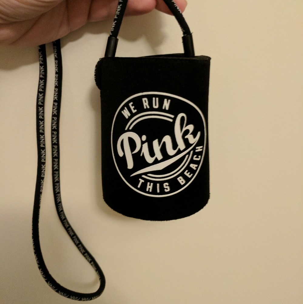Black PINK Beach Cup Coozie, Long Strap