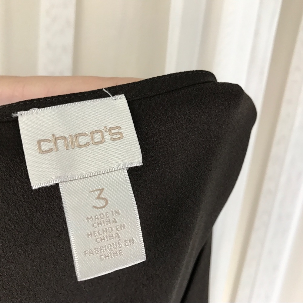 Chico's Brown Cold Shoulder Blouse V-Neck Size 3 - Picture 6 of 6