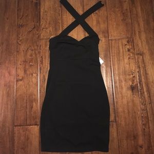 black cross tie dress