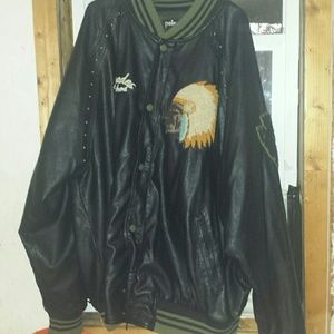 Pelle pelle black and olive leather coat. 3x.