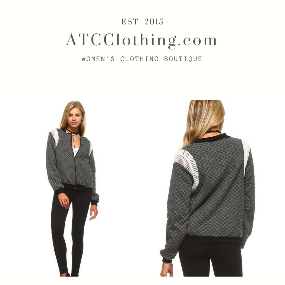 Checkered Mesh Detail Bomber